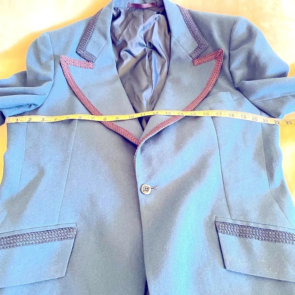 Vintage Men’s Blazer Clement S Crystal Inc Formal Wear 43 Wedding Long Blue EUC